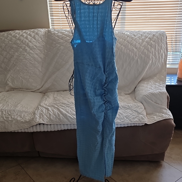 Free People Dresses & Skirts - Free People Light Blue Sleevless Textured Light Blue Dress XS (Katie #14)